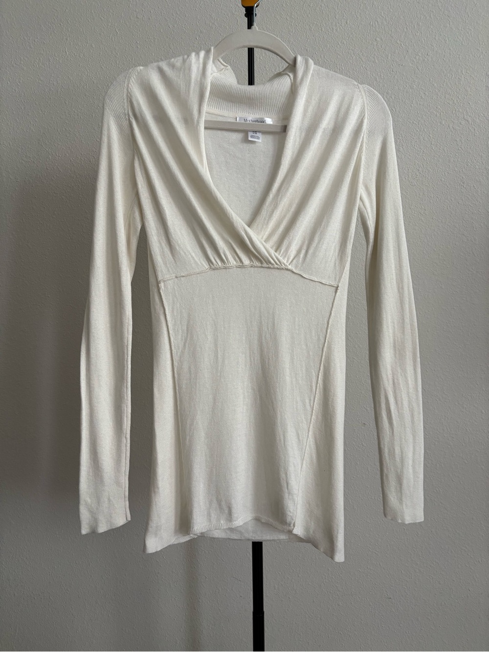 Motherhood Maternity White/Cream Wrap V-Neck Sweater Top Long Sleeve Size M